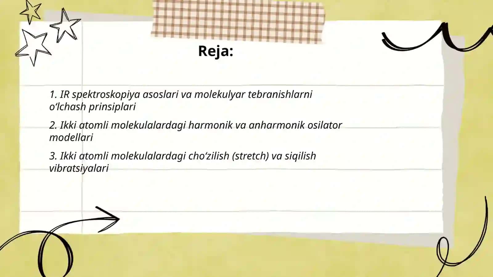 IQ spektroskopiya ikki va kòp atomli molekuladagi tebranishlar va tebranishlar turlari 2