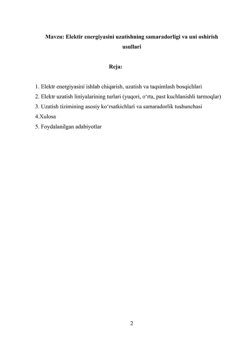 Elektir energiyasining samaradorligi va uni oshirish usullari 2