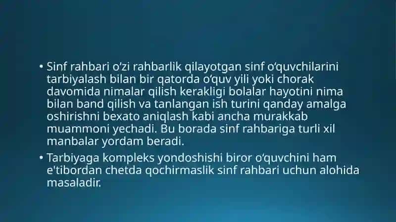 Sinf rahbarining o`z o`quvchilarini rag`batlandirish va jazolash usullari 2
