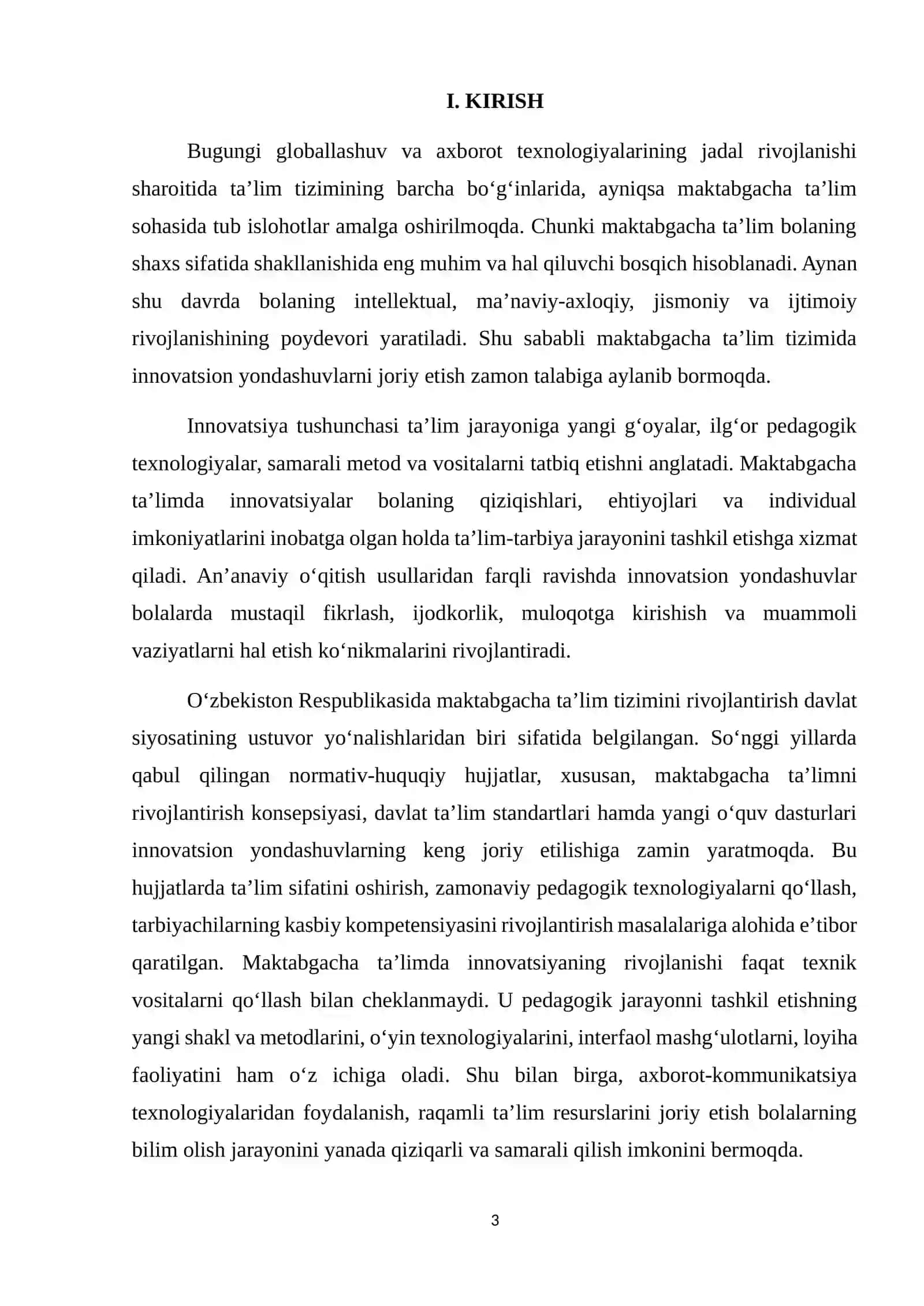 Maktabgacha taʼlimda innovatsiyaning rivojlanishi 2