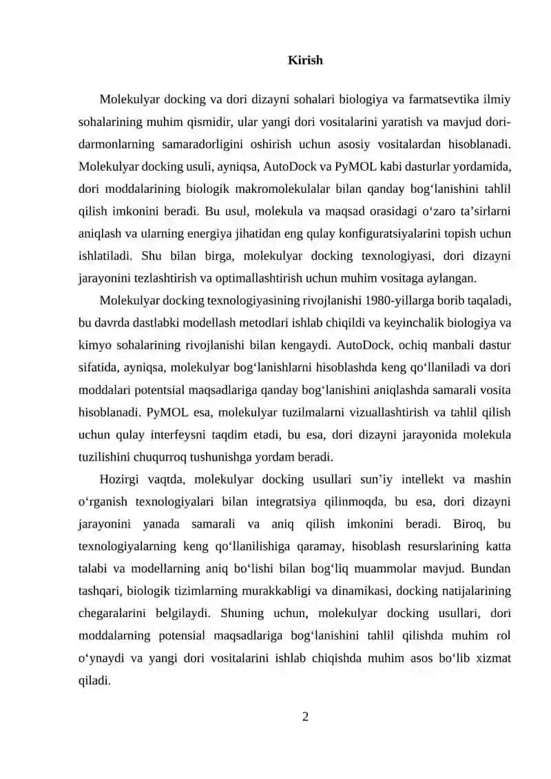 Molekulyar docking asoslari va mexanizmlari 2