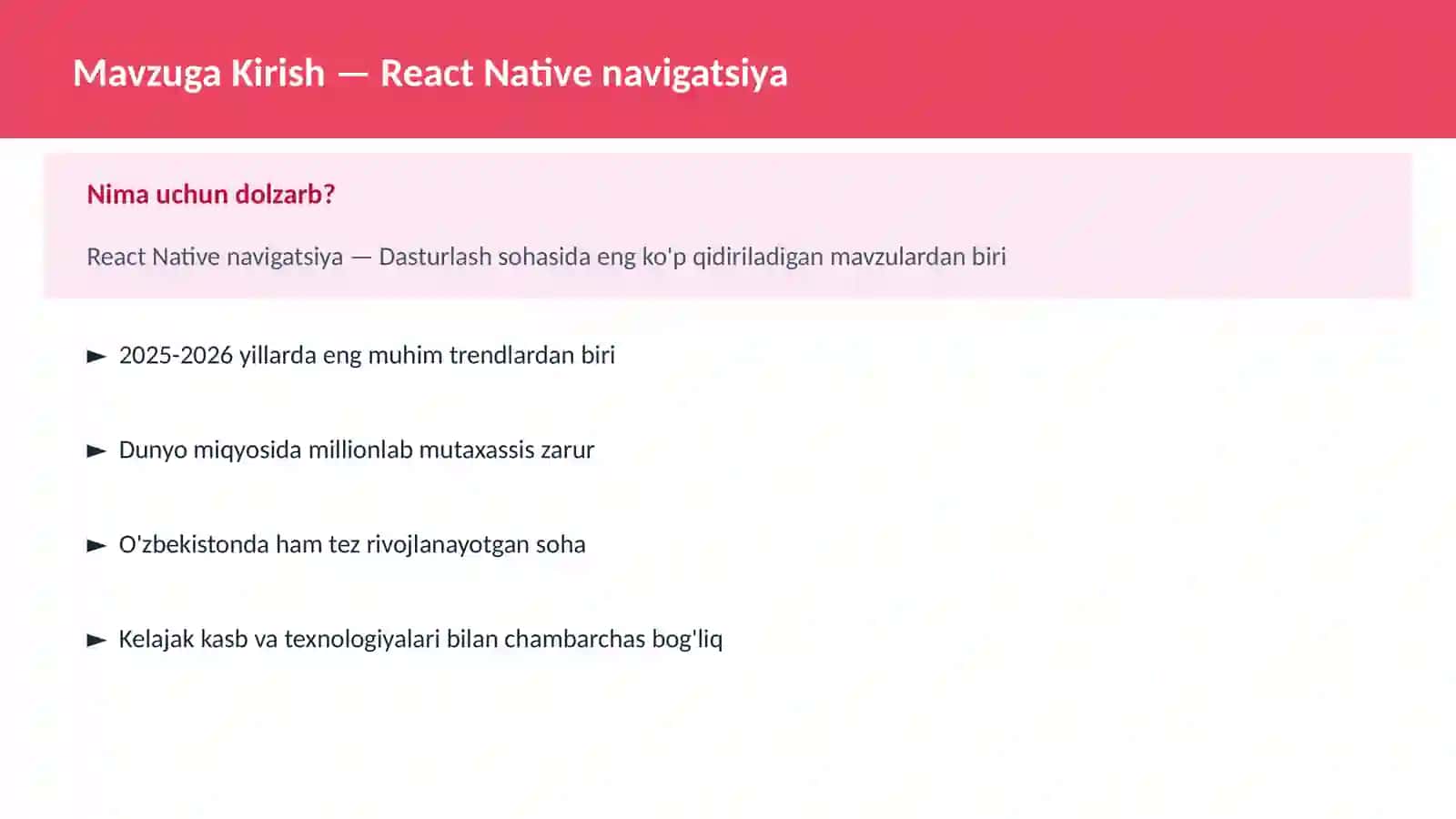 React Native navigatsiya 2