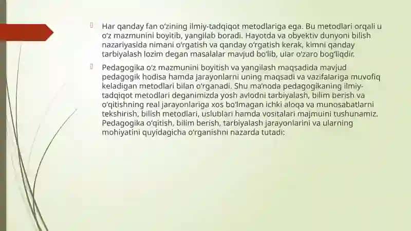 Yoshlarta’lim-tarbiyasi muammolarini tadqiq etishning ilmiy-pedagogik metodlari 2