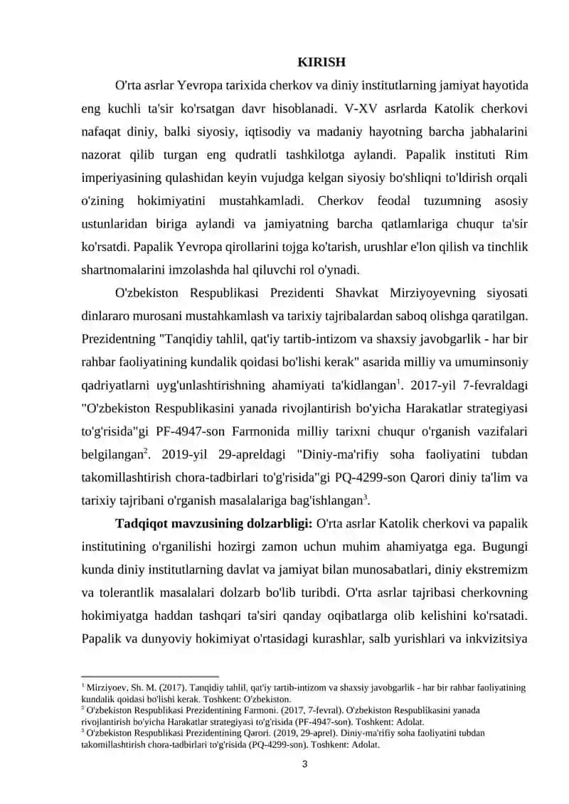 O‘RTA ASRLARDA KATOLIK CHERKOVI VA PAPALIK 2