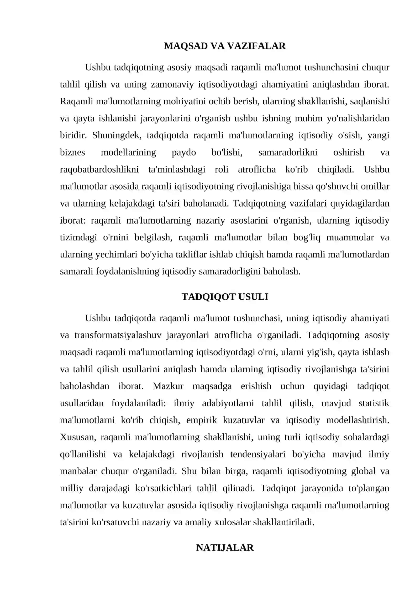 RAQAMLI MA’LUMOT TUSHUNCHASI. RAQAMLI MA’LUMOTLAR VA ULARNING IQTISODIY AHAMIYATI 2
