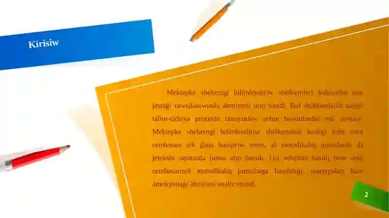 Mektepke shekemgi bilimlendiriw shólkemleri 2