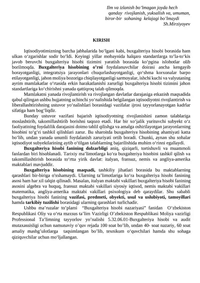 BUXGALTERIYA HISOBI NAZARIYASI fanidan 2