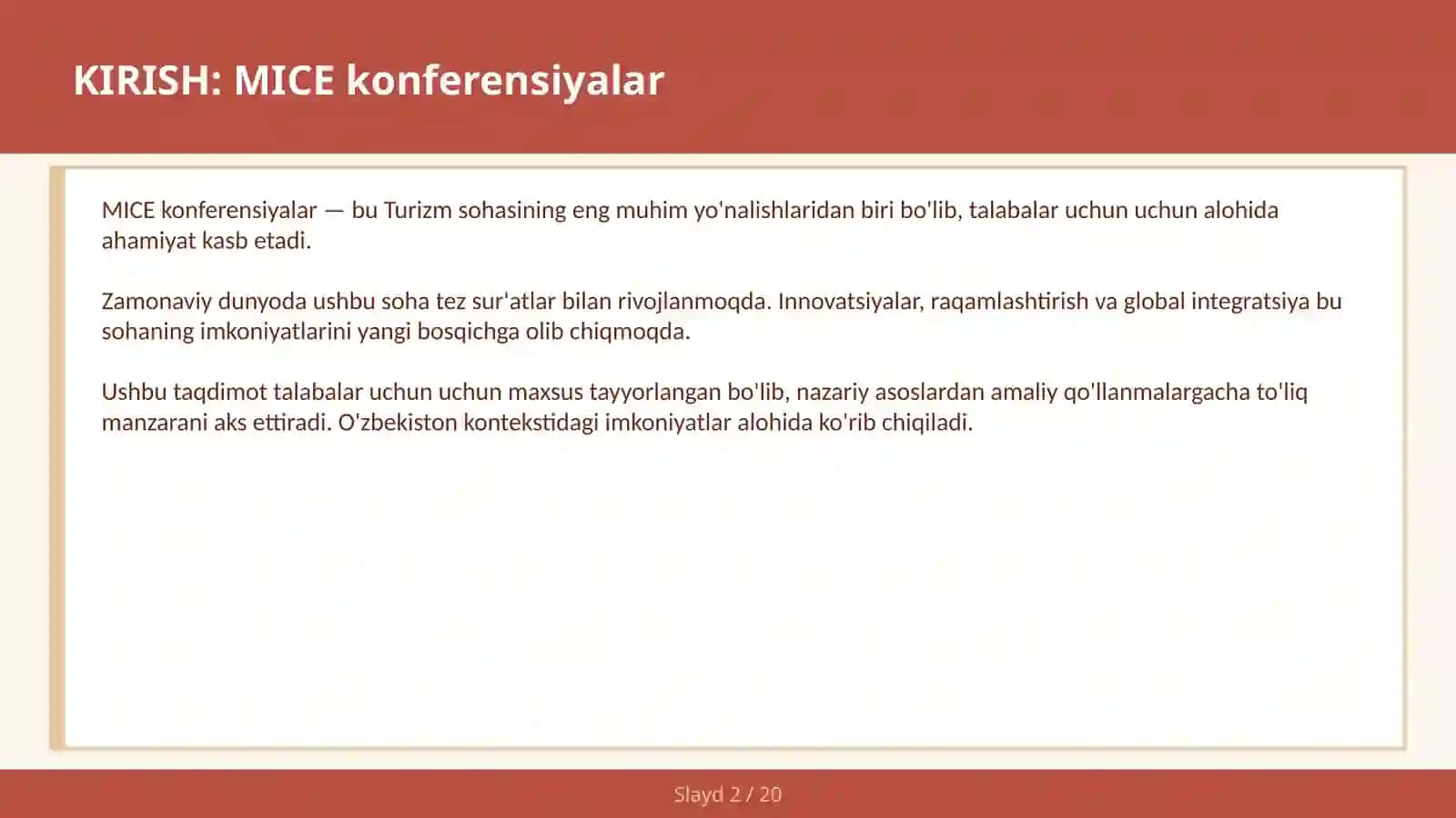MICE KONFERENSIYALAR 2