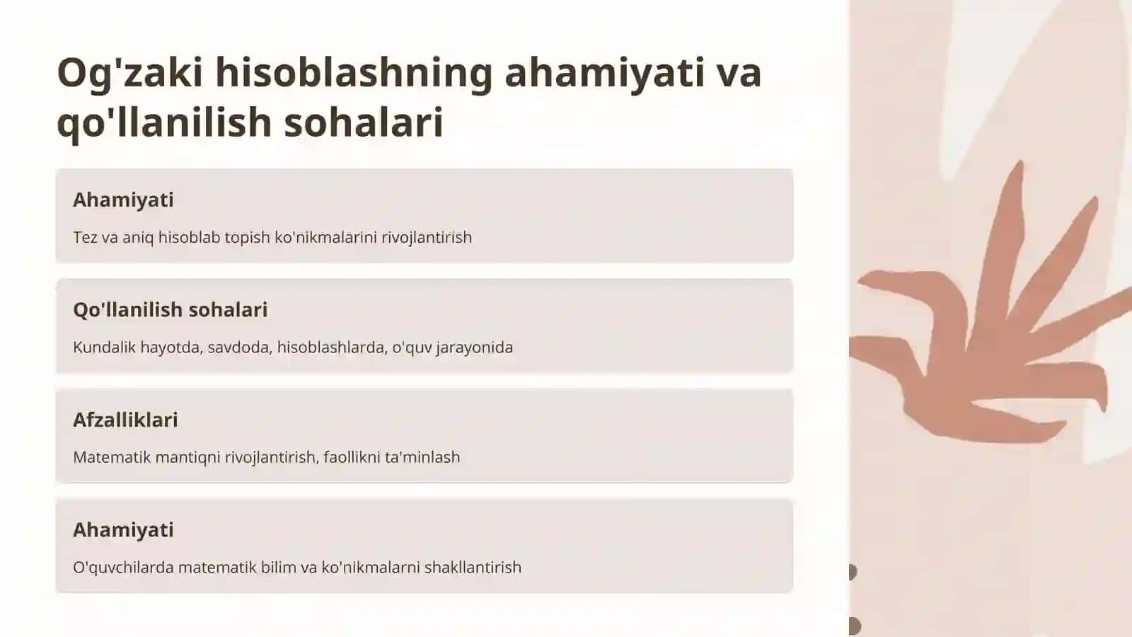 Boshlang’ich sinflarda matematikadan og’zaki hisoblashga o’rgatish metodikasi (3-4-sinflar misolida) 2