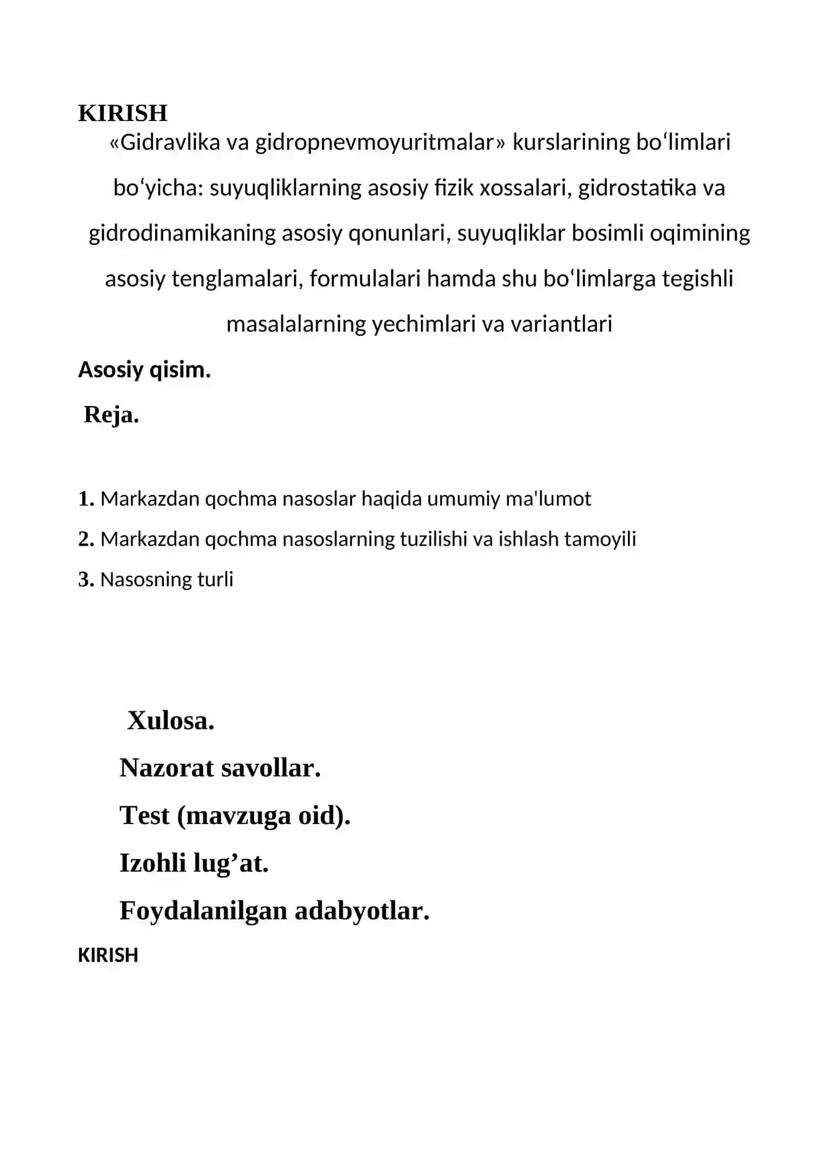 Markazdan qochma nasoslar 2