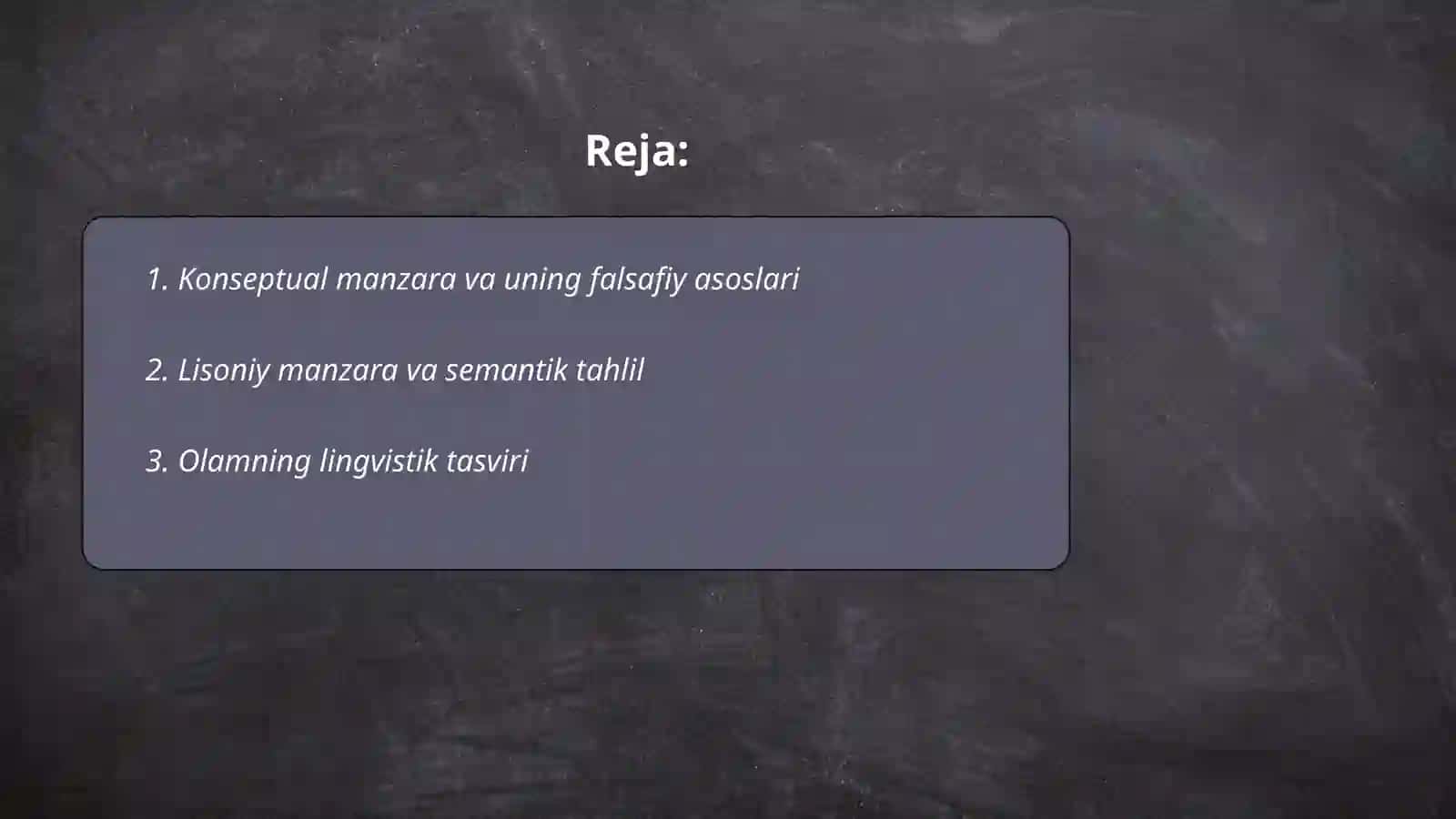 Olamning konseptual va lisoniy manzarasi 2