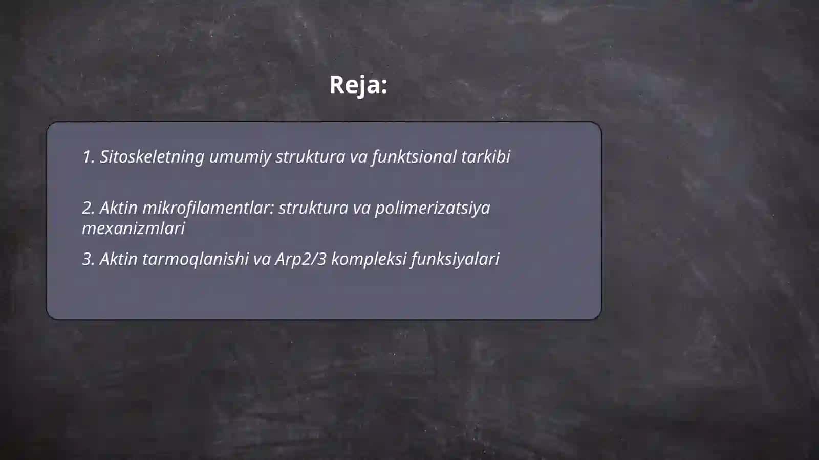 Hujayra sitoskeletning strukturaviy va funksional tashkil etilishi 2