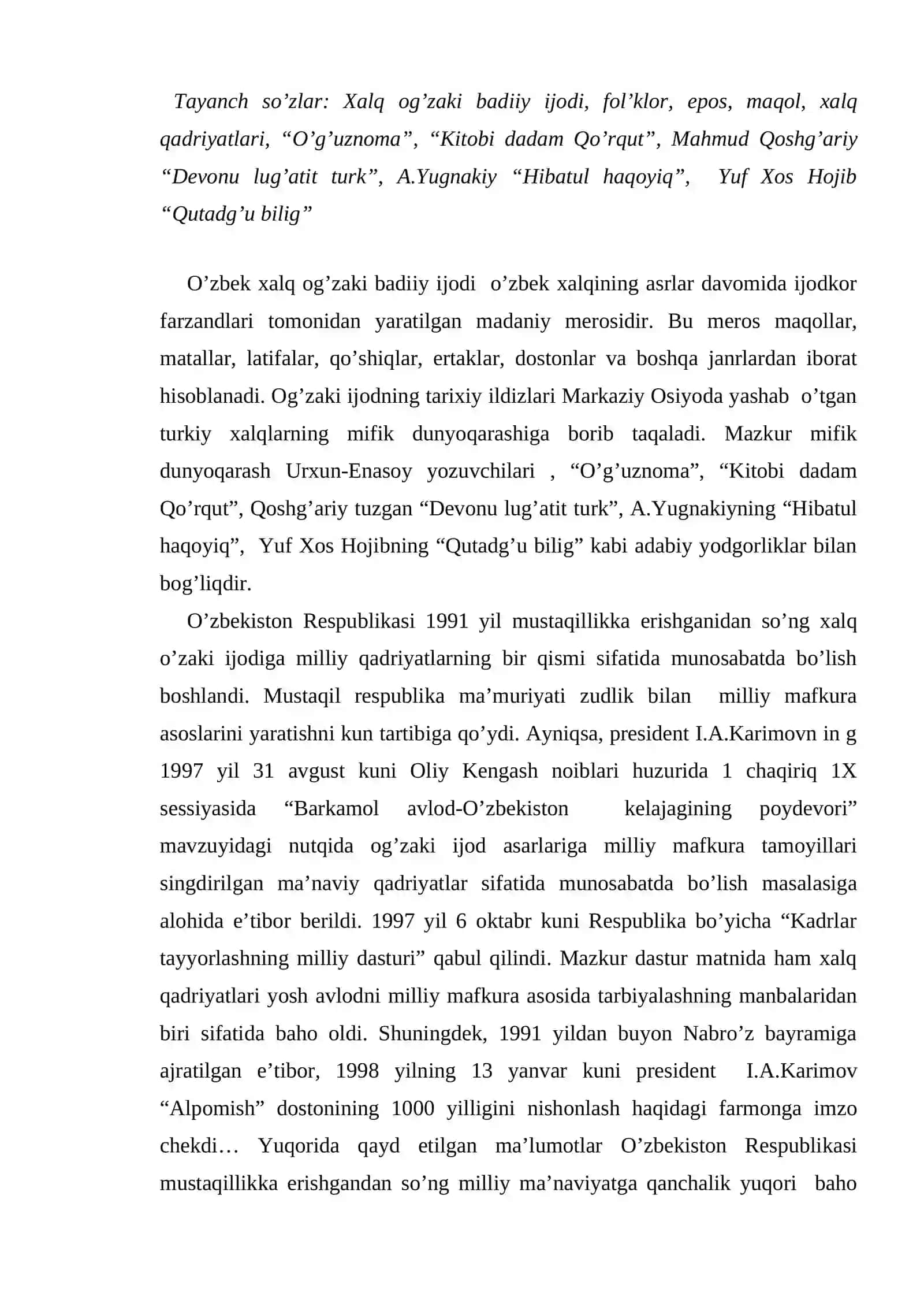 O’zbek xalq og’zaki badiiy ijodi 2