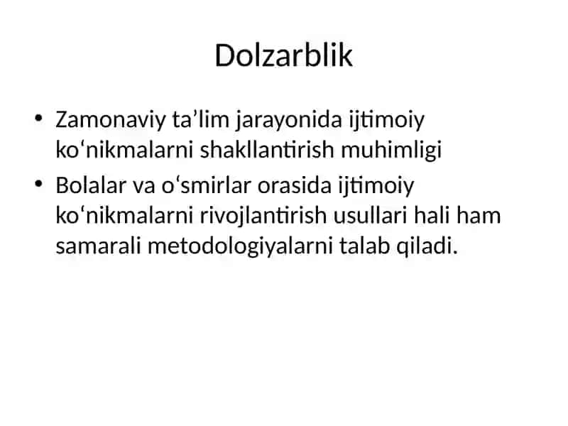 Ijtimoiy ko‘nikmalarni rivojlantirish usullari 2