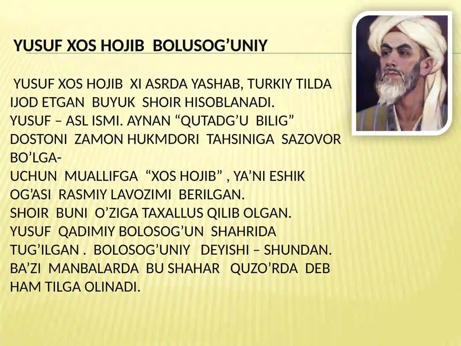Yusufxoshojibning“qutadg’ubilig”asari 2