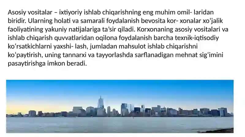 Korxona asosiy vositalari bilan ta'minlanish darajasi va ulardan samarali foydalanish tahlili 2
