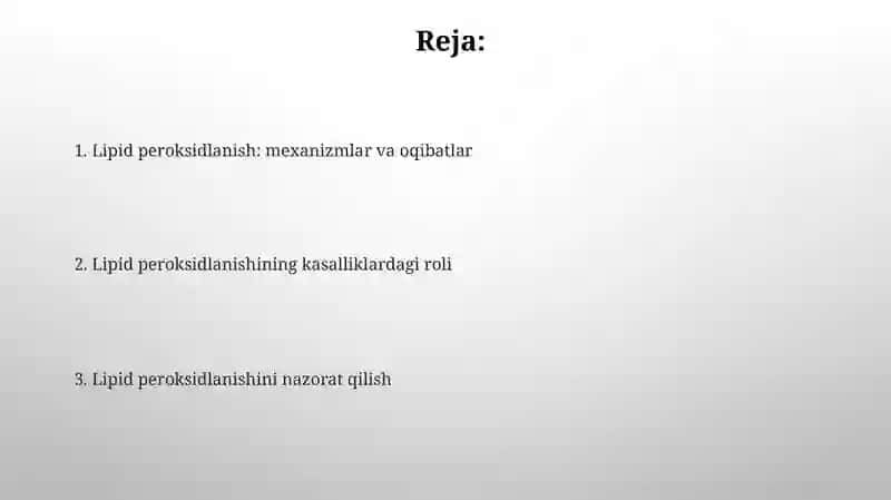 Lipidlarning peroksidlanishi va hujujaylashikastlanishi 2