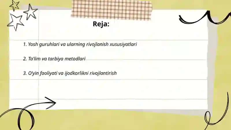 Turli yosh guruxlar uchun oylik reja tuzish 2