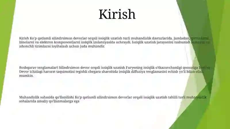 Ko‘P Qatlamli Slindirik Devor Orqali Issiqlik O‘Tkazish 2
