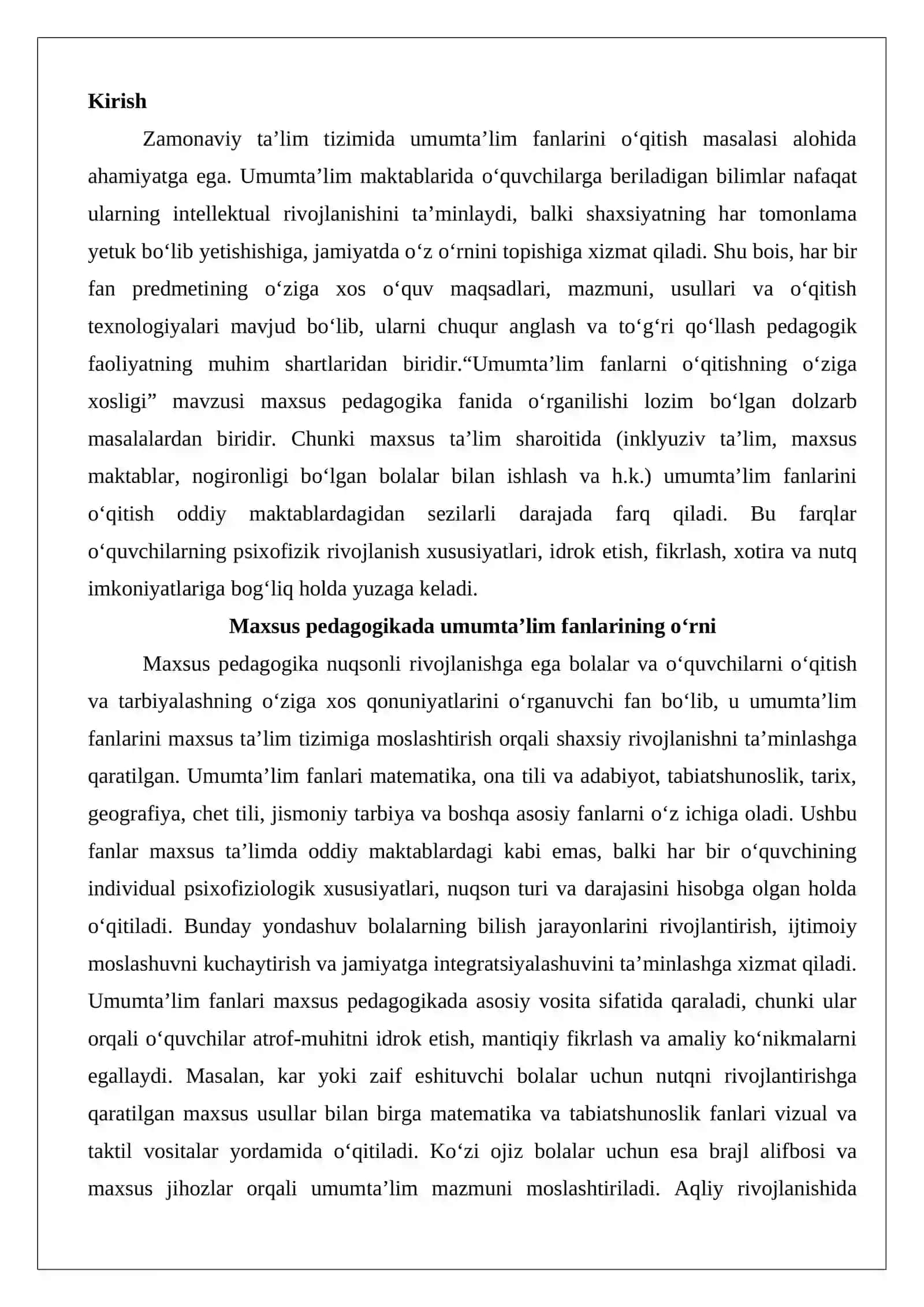 Umumtaʼlim fanlarini o‘qitishning o‘ziga xosligi 2