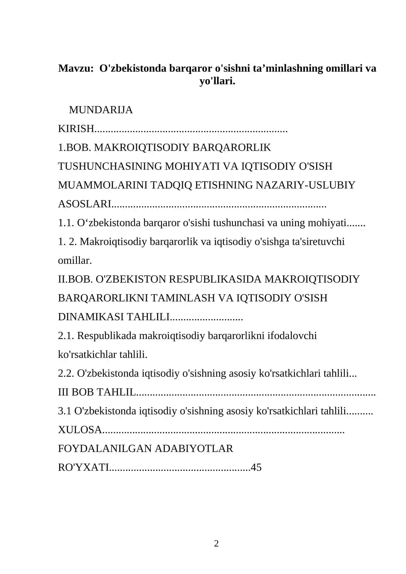 “MIKROIQTISODIYOT. MAKROIQTISODIYOT” fanidan KURS ISH 2