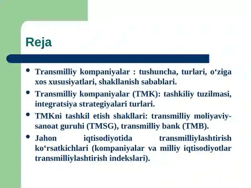 Transmilliy korporatsiyalar strategiyalari 2