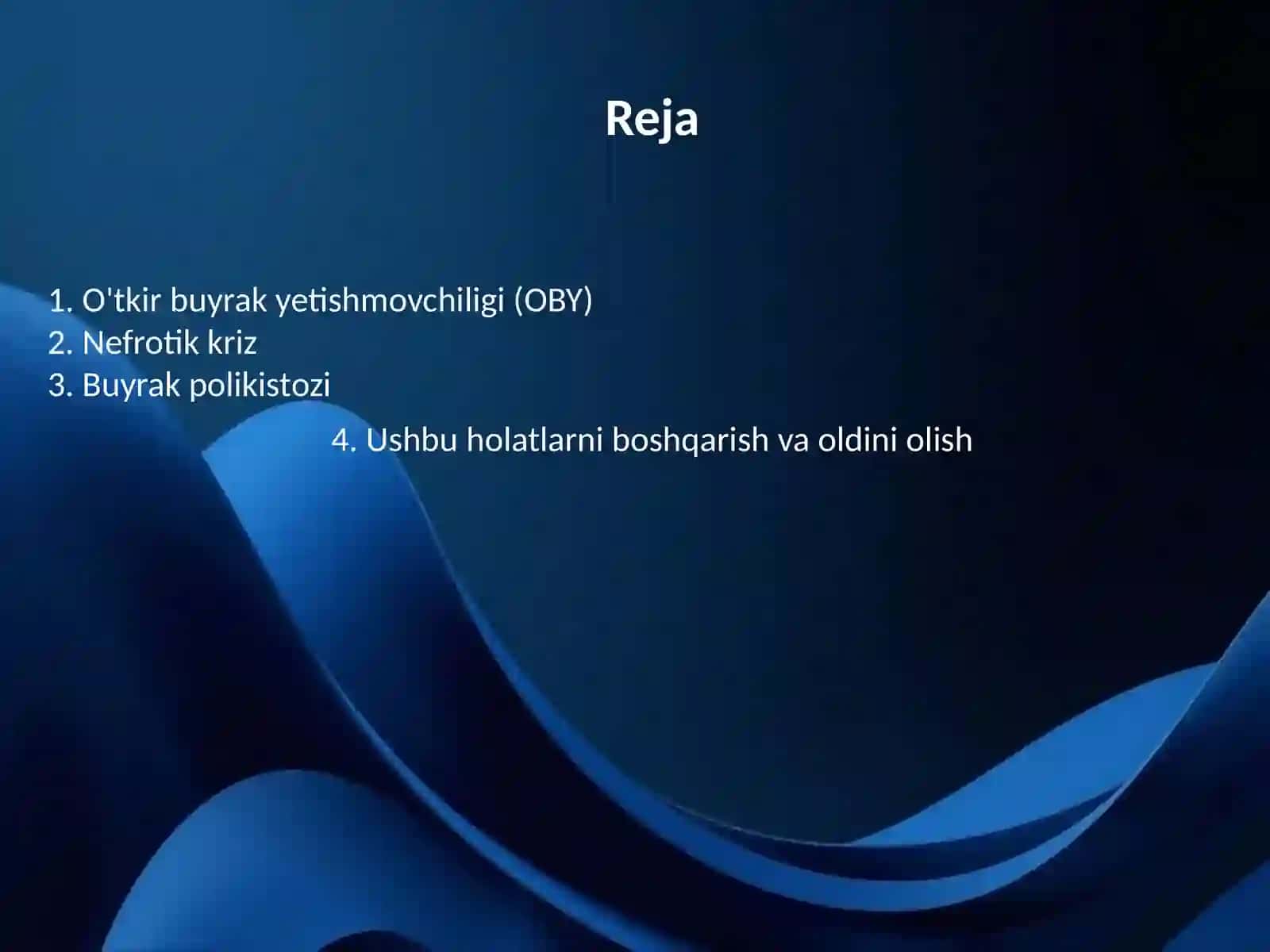 O'tkir buyrak yetishmovchiligi. Nefrotik kriz. Buyrak polikistozi 2