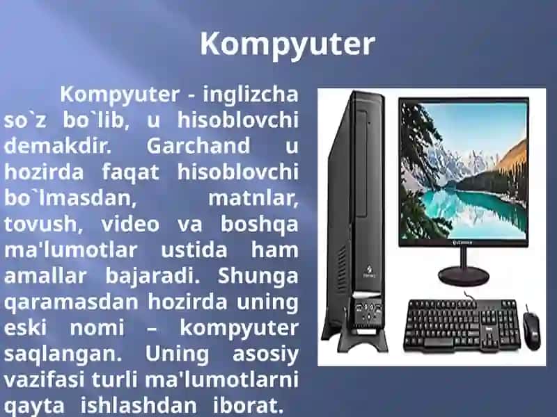 AMALIY ISH KOMPYUTERNING TASHKILIY QISMLARI, ASOSIY KO’RSATKICHLARI VA XUSUSIYATLARI 2