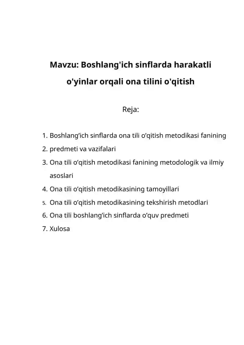 Boshlang'ich sinflarda harakatli o'yinlar orqali ona tilini o'qitish 2