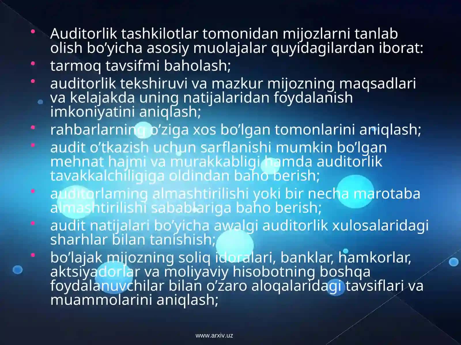 Auditorlik tashkilotlar tomonidan mijozlarni tanlab olish 2