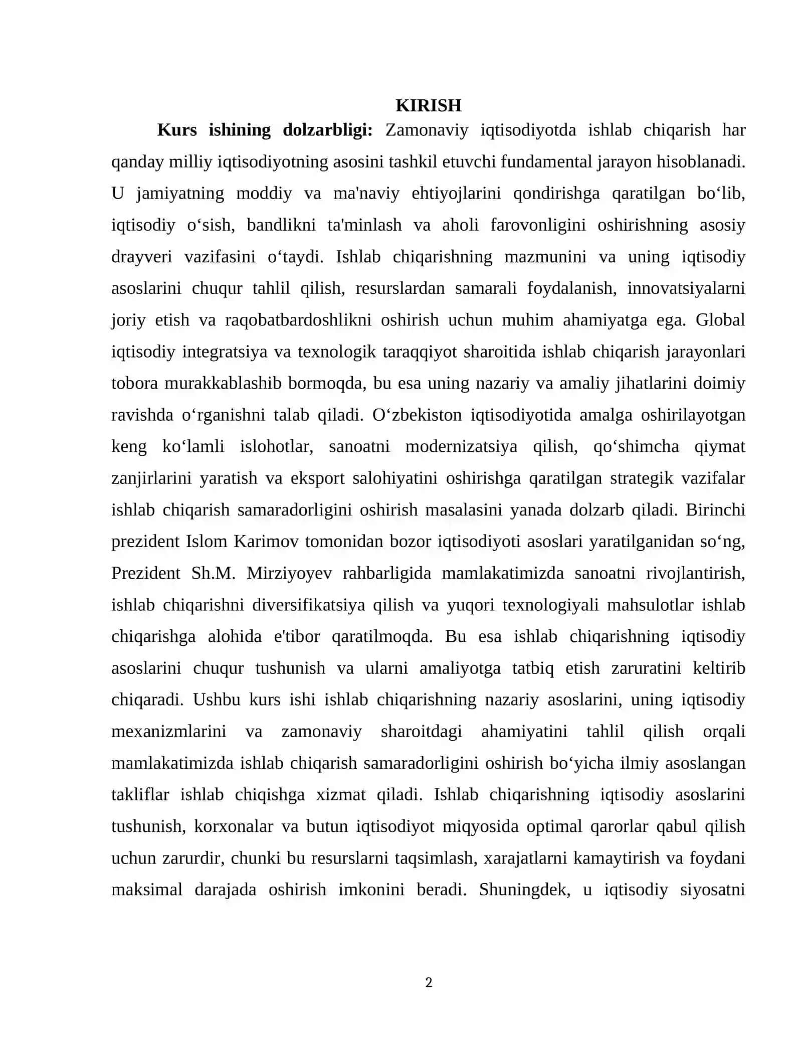 ISHLAB CHIQARISHNING NAZARIY ASOSLARI VA UNING IQTISODIY MOHIYATI 2