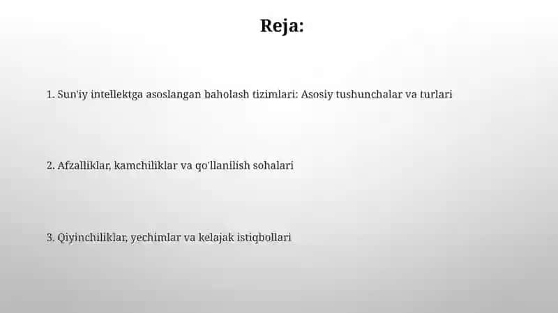 Sun'iy intellekt asosida baholash tizimlari 2