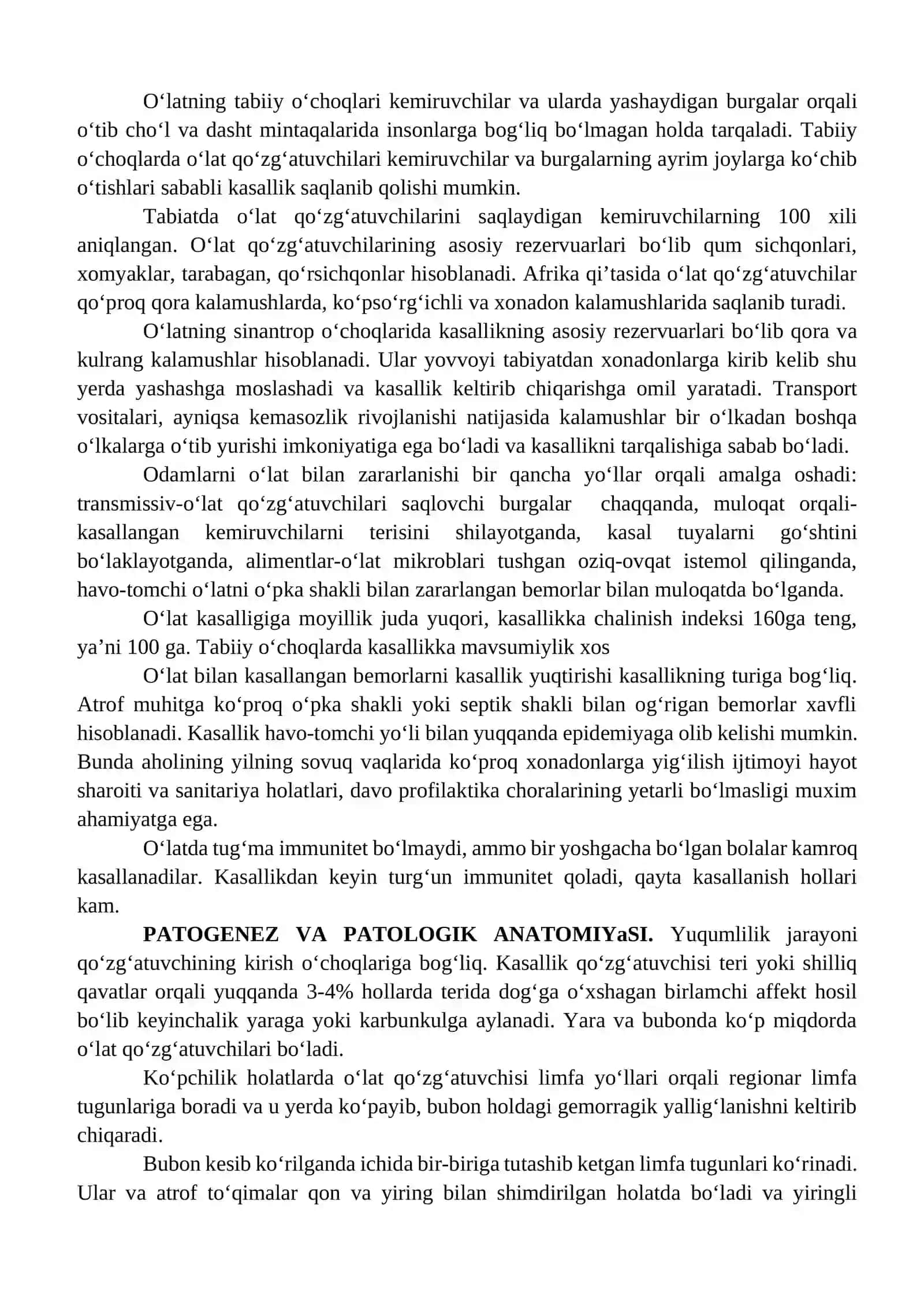 O‘ta xavfli infeksiyalar o‘lat, kuydirgi. O‘lat 2