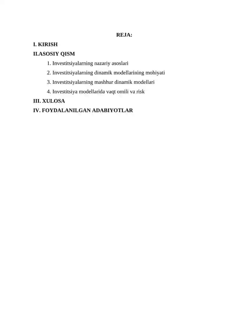 INVESTIRSIYALARNING DINAMIK MODELLARI 2