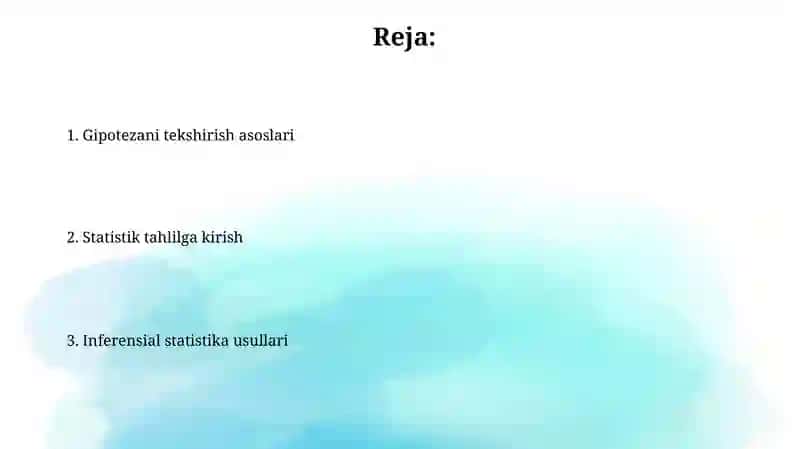 Statistik tahlil: Gipotezani tekshirish vainferensialstatistika 2