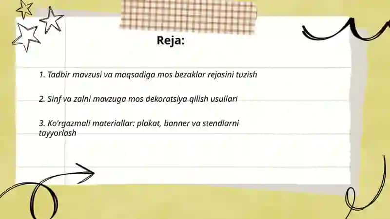 Tarbiyaviy Tadbirlarning Bezatilishi 2