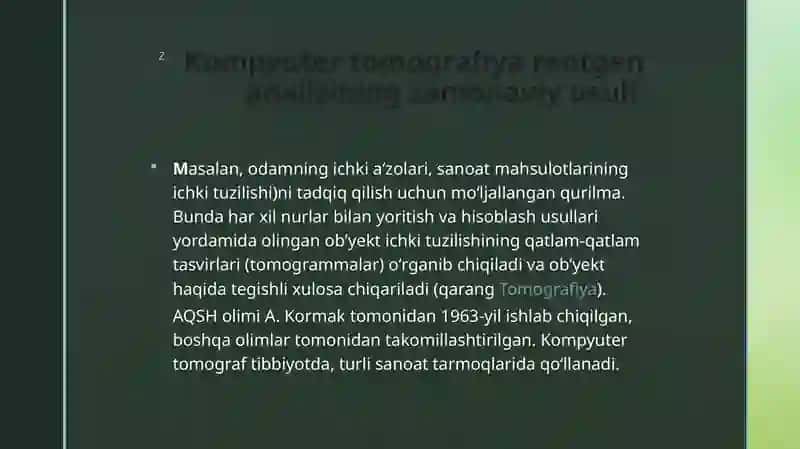 Kompyuter tomografiyasi va uning ishlashining fizik asoslari 2