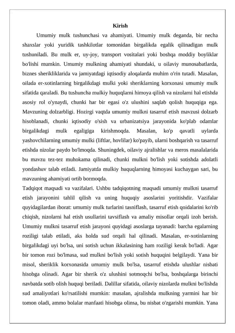 Umumiy mulkni tasarruf etish 2