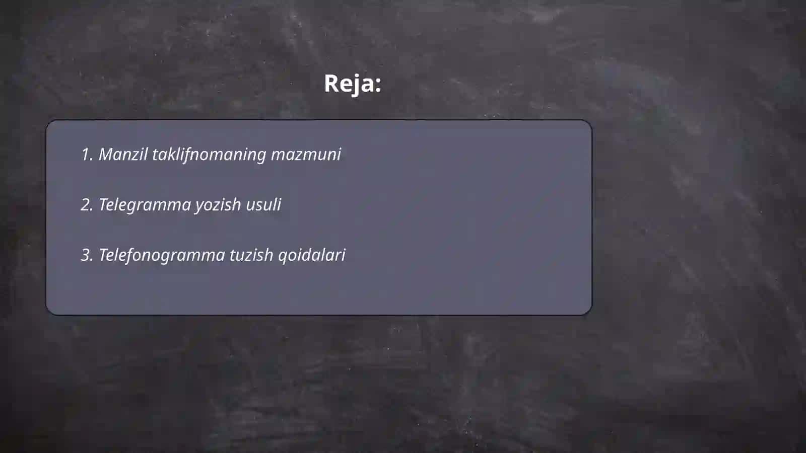 Manzil taklifnoma, telegramma, telefonogrammaning yozilish tartibi 2