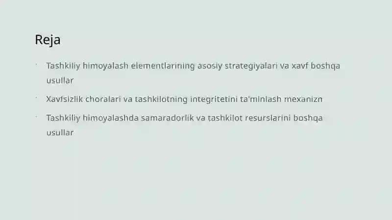 Tashkiliy himoyalash elementlari 2