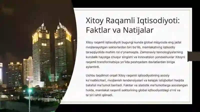 Xitoy Raqamli Iqtisodiyoti: Faktlar va Natijalar 2