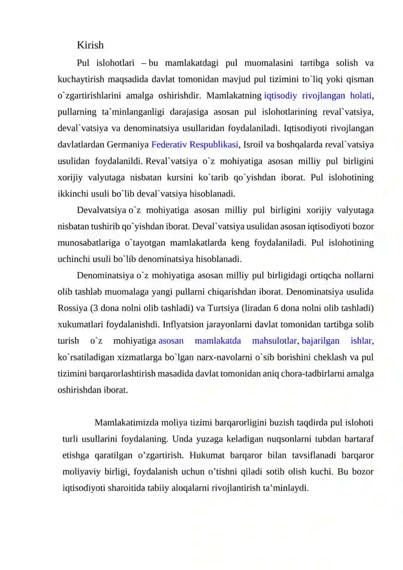 Pul islohotlarini amalga oshirishning zarurligi va shart sharoitlari 2
