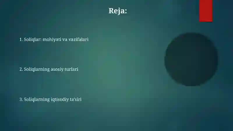 Soliqlar, ularning vazifalari va turllari 2