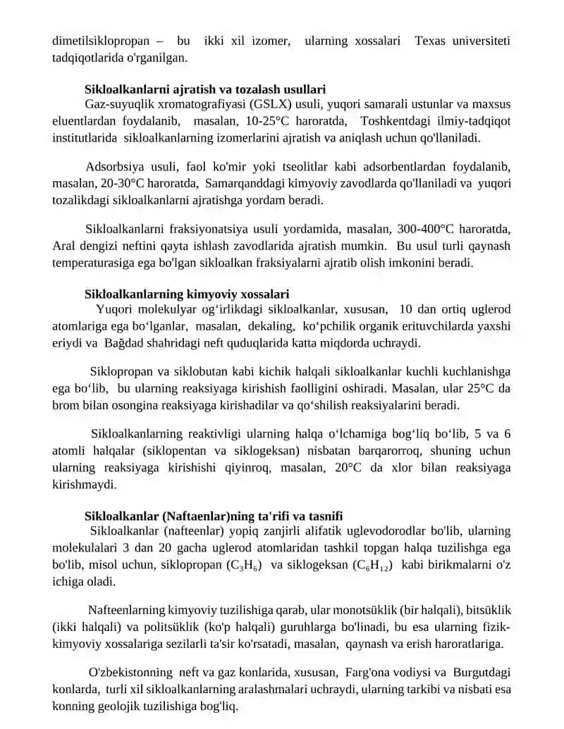 Neft tarkibidagi sikloalkanlar 2