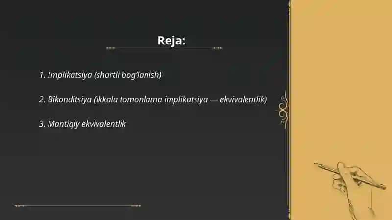 Mulohazalar oʻrtasidagi mantiqiy aloqalarning tiplari 2