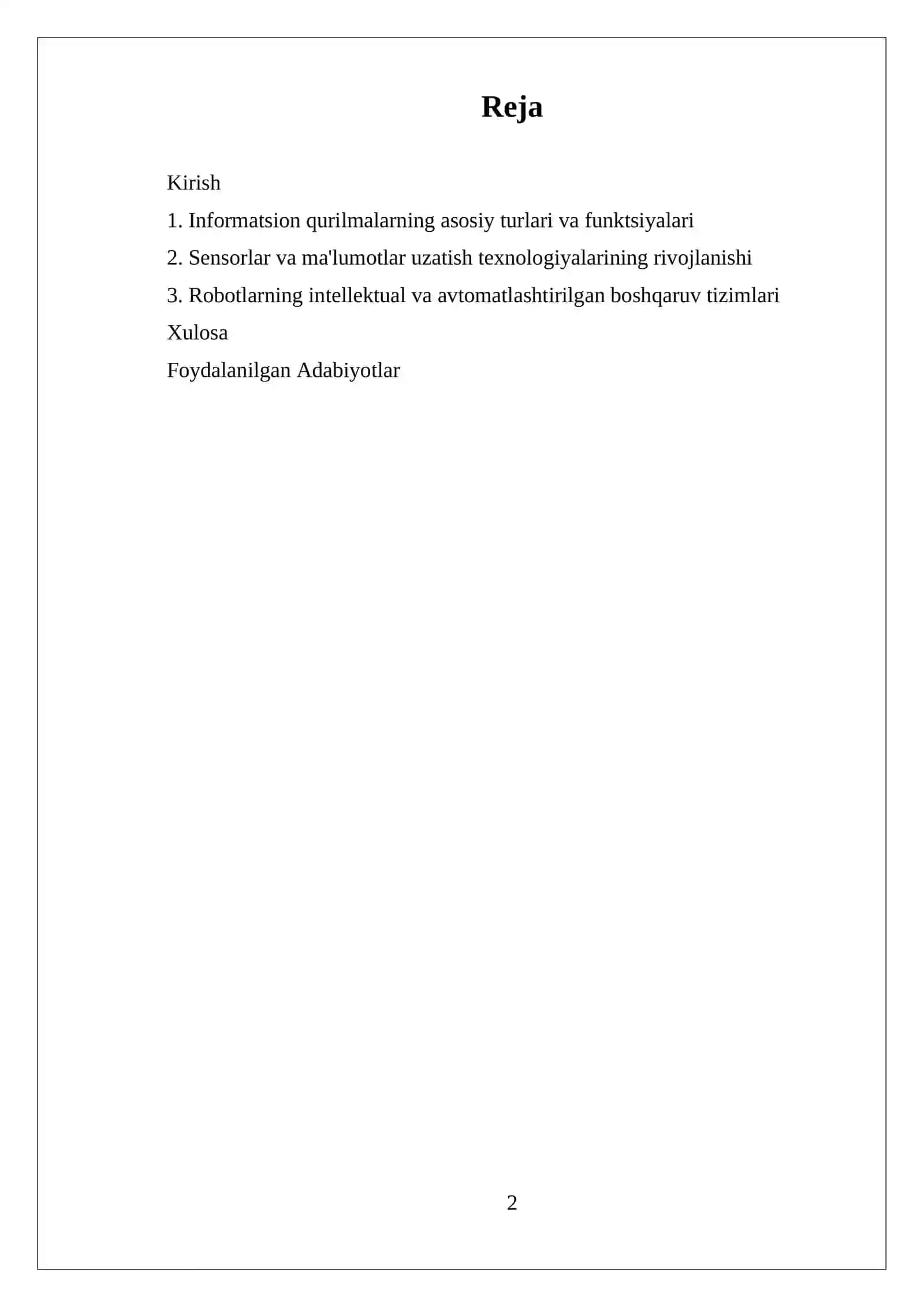 ROBOTLARNING INFORMATSION QURILMALARI VA ULARNING UMUMIY TASNIFI 2