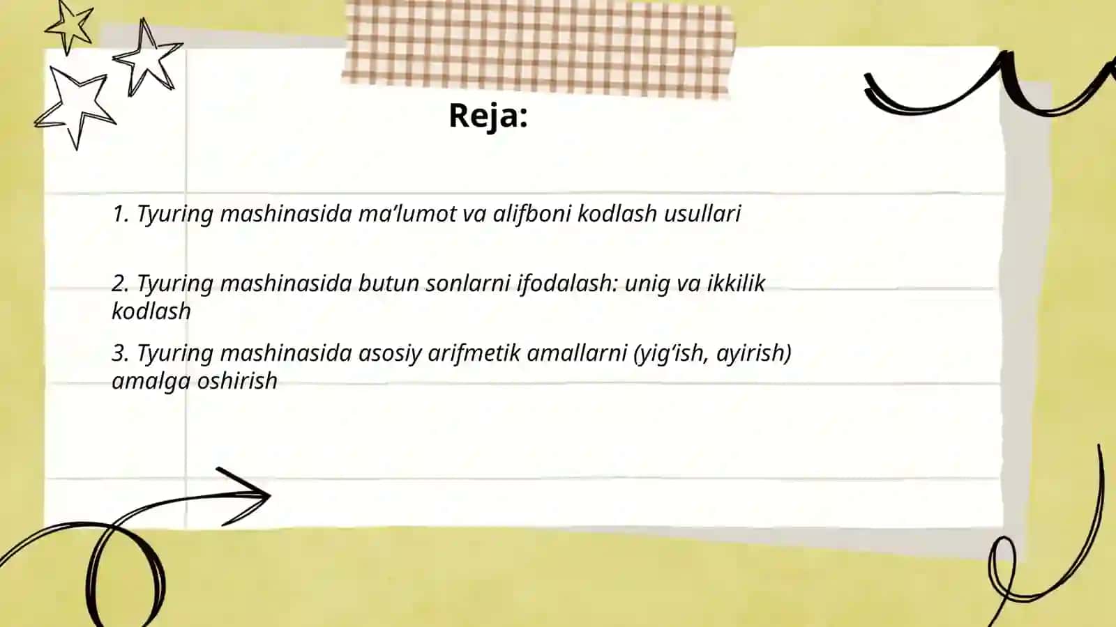 Murakkab algoritmni tyuring mashinasida realizatsiya qilish 2