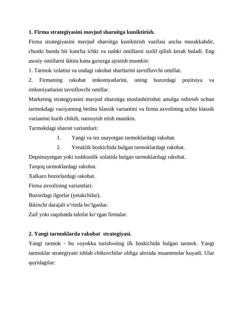Firmalar strategiyasi 2