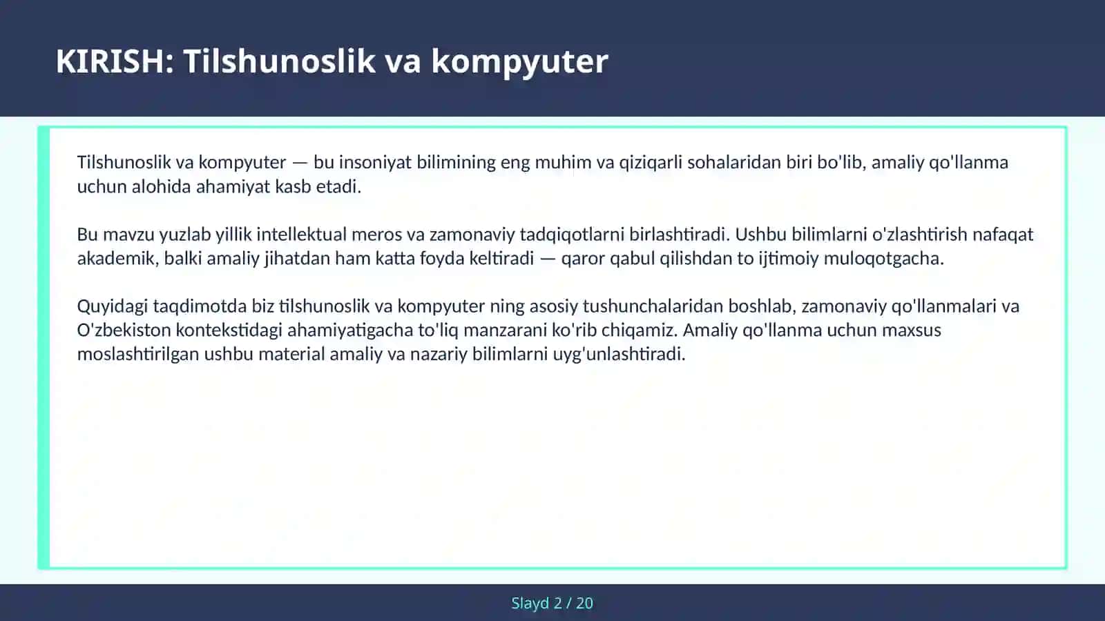 NLP va avtomatik tarjima amaliy qo'llanma 2