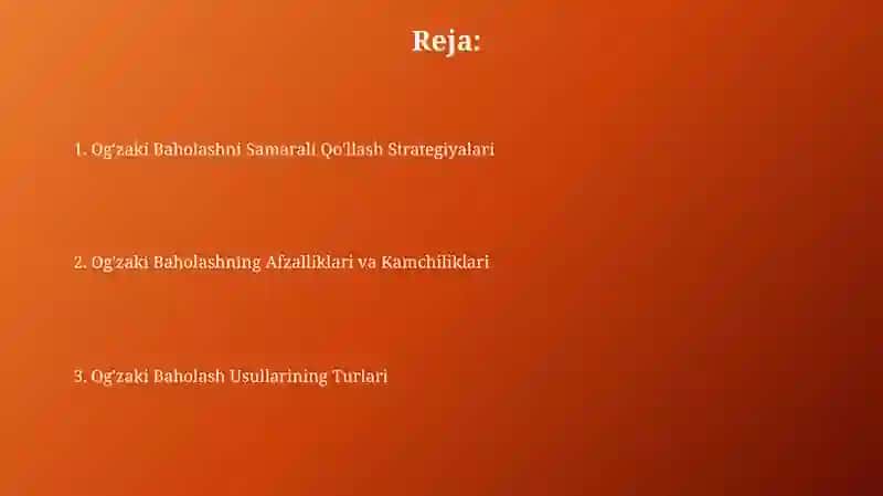 Og'zaki Baholash Usullari 2